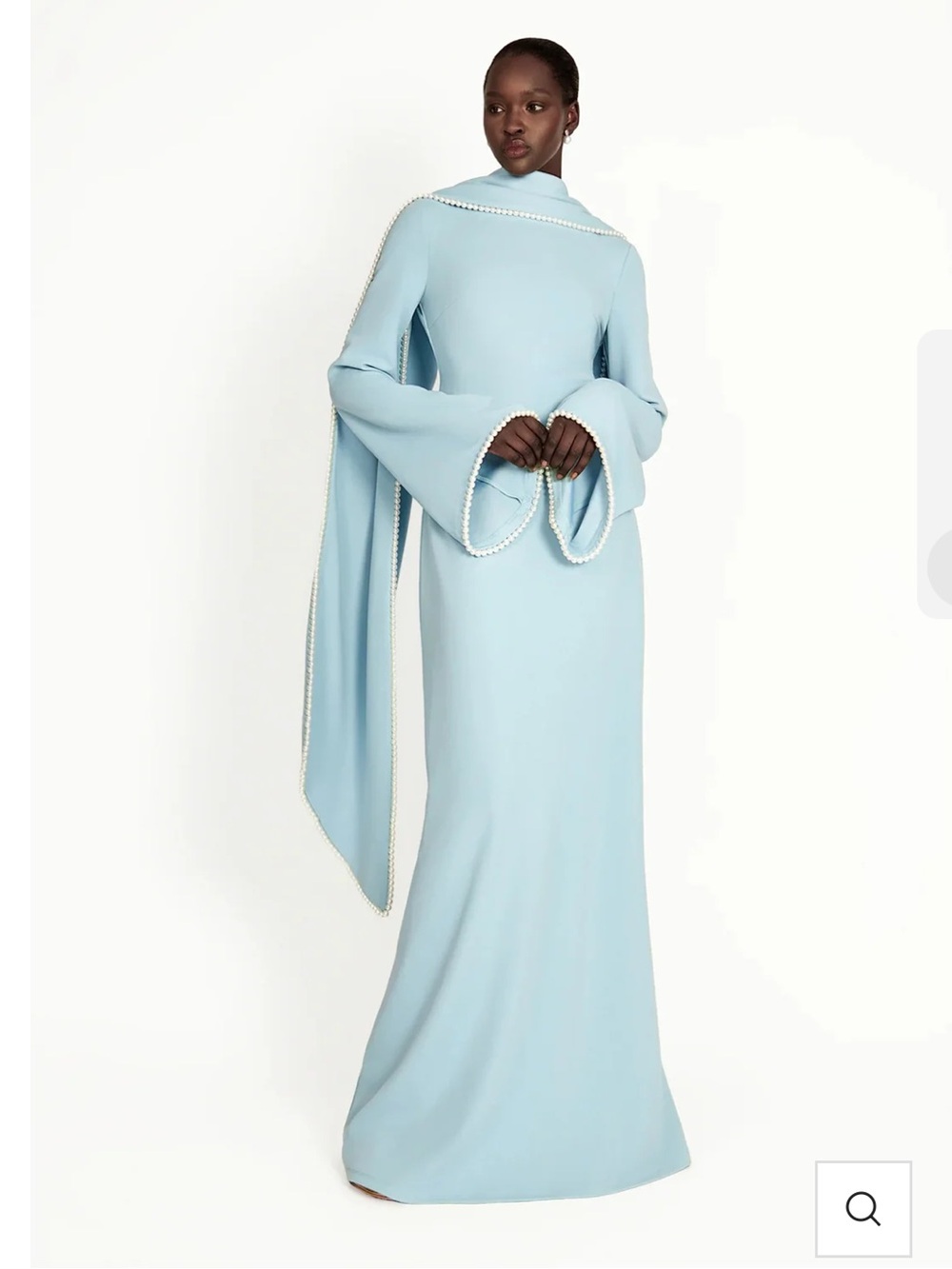 NWT Miss Rosier light blue maxi dress with pearl trim - Picture 5 of 15